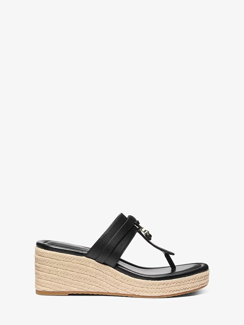 MICHAEL Michael Kors Black Wedge Espadrille Thong Sandals